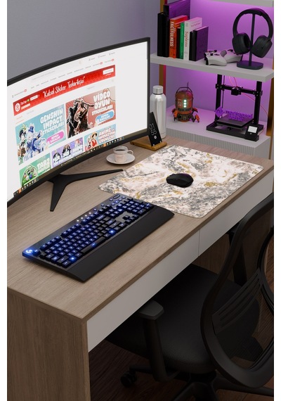Traverten Kaymaz Dikişli Kauçuk Oyuncu Mousepad V5 - 48x40 Xl Gaming Mouse Pad Fare Altlığı