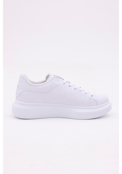 3d Dijital Baskı Kadın Beyaz- Mavi Gül Desenli Sneaker Beyaz-mavi
