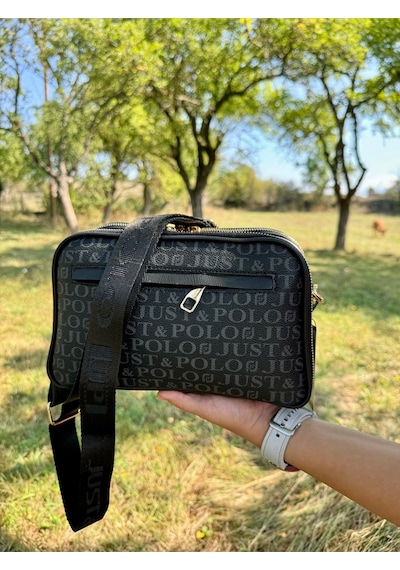 Just Polo Kadın Monogram Baskılı Yeni Sezon Omuz Çantası 232053mh Siyah