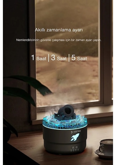 Lav Efektli Kale Topu Şekilli Ultrasonik Işıklı Hava Nemlendirici Aromaterapi Difüzör
