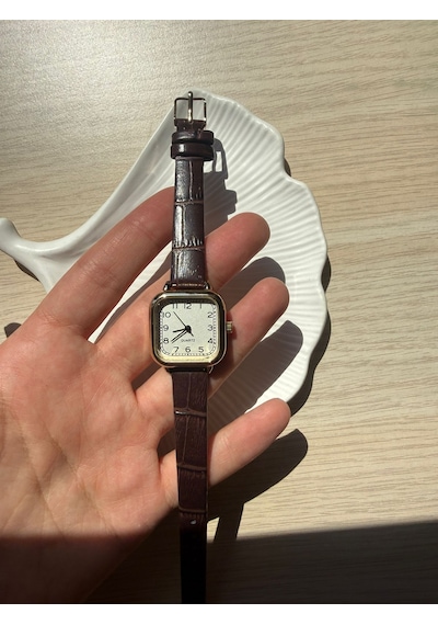 Minimal Deri Kordon Kadın Kol Saati Acı Kahverengi Altın