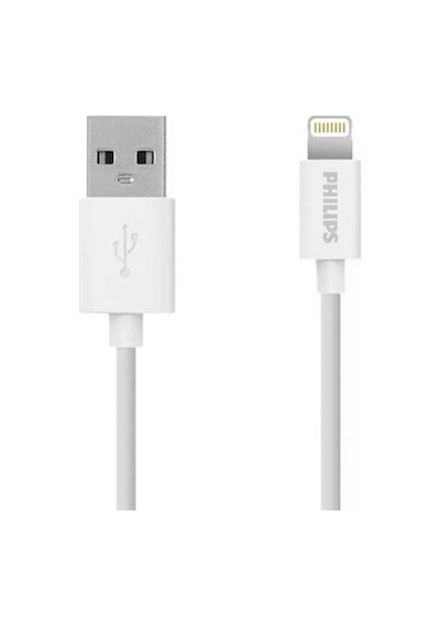 Philips SWR1508W 2.4A Apple iPhone Uyumlu Lightning Şarj ve Data Kablosu Beyaz 1 M