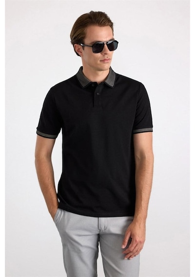 Süvari Siyah Regular Düz Baskısız Pike Polo Yaka Tişört Sts1014000007-s09