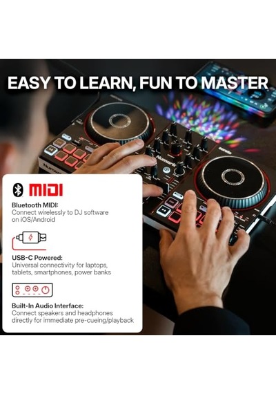 Numark Party Mix Iıı Dahili Işıklı Bluetooth Dj Controller 2 Deck, 16 Pad, Stems Kontrolü, Beat Assist, Smart Fader, Usb-c, Serato Dj Lite & Algoriddim Djay Dahil, Başlangıç Dj Seti