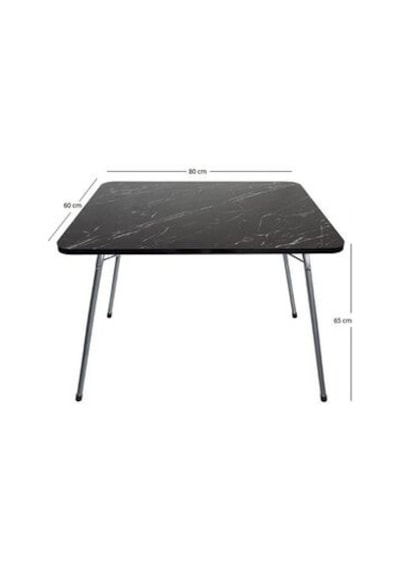 Bofigo Moccastyle 60 x 80 CM Granit Desenli Katlanır Balkon Bahçe Kamp Masası Siyah