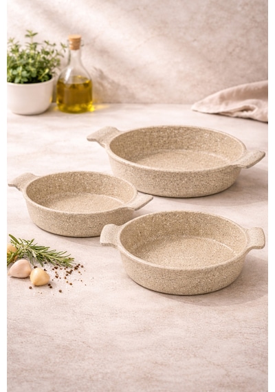 Nirvana 3 Parça Döküm Sahan Set Cappucıno - 18/20/22 Eşit Isı Dağılımlı