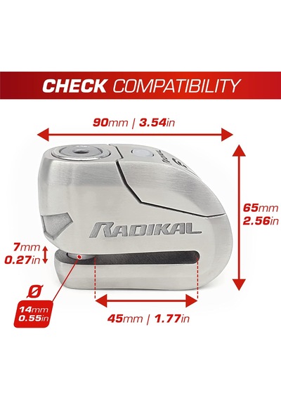Radikal Rk14s Alarmlı Motosiklet Disk Kilidi 14mm Çelik