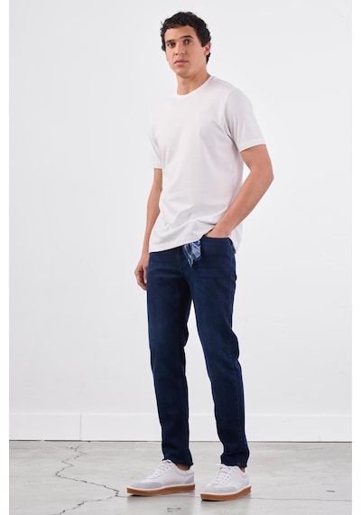 Dufy Beyaz Bisiklet Yaka Pamuklu Düz Renk Slim Fit Erkek T-shirt Beyaz