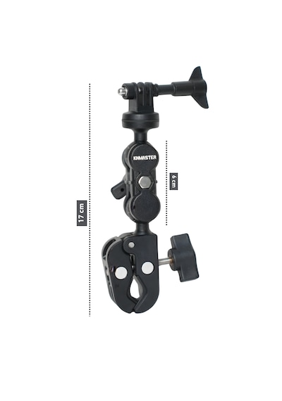 Knmaster Mc-200 360 Ayarlanabilir Motosiklet Çift Yengeç Kelepçeli Double Clamp Aksiyon Kamera Destek Aparatı 17 Cm