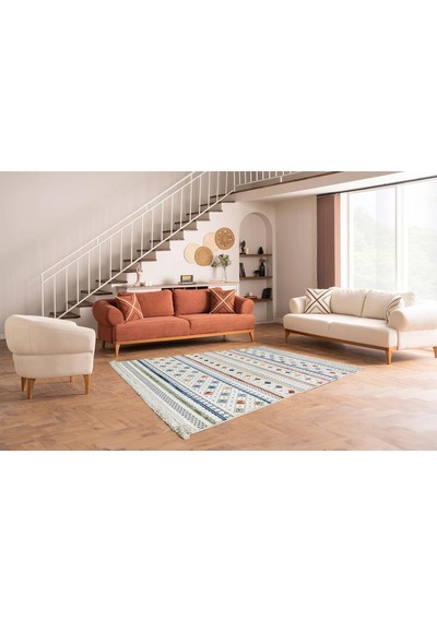 Çam Halı Enti Halı Polo 7801 Multi İskandinav Desenli Renkli Makine Halısı