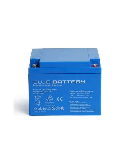 Blue Battery 12 V 26 Amper Bakımsız Kuru Akü Ups Aküsü