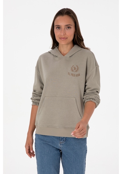U.S. Polo Assn. Kadın Açık Haki Kapüşonlu Sweatshirt 50307796-VR183