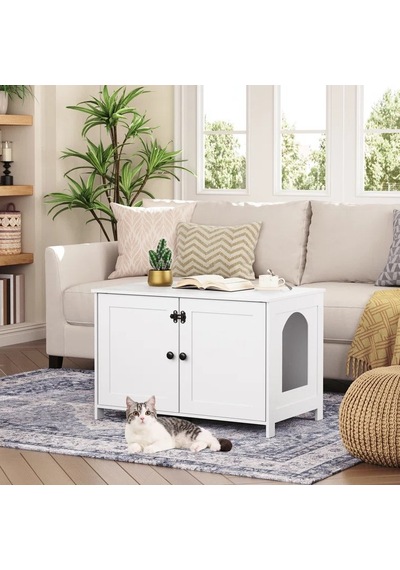 Ağaç Atölyesi – Cradle Ahşap Beyaz Kedi Evi