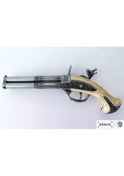 Denix 18th France 3 Barrel Pistol 30cm Koleksiyon Obje