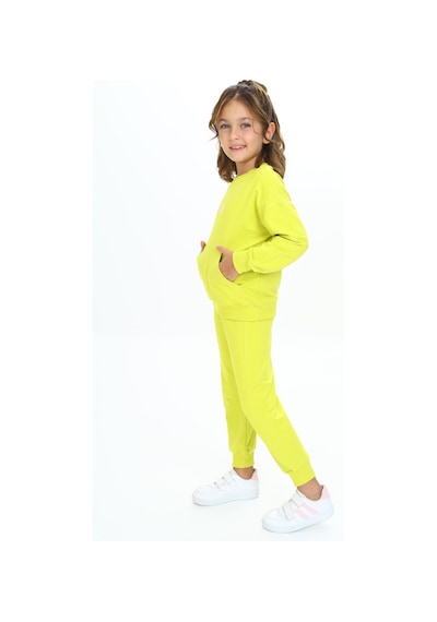 Toontoy Kids Toontoy Kız Çocuk Kanguru Cepli Tnty Nakışlı Eşofman Takım Yeşil