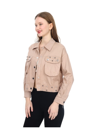 Kadın Gabardin Ceket- Metal Aksesuar Süslemeli M-l-xl 0182 Zyk 001