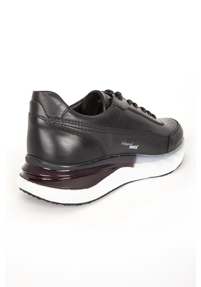 Marcomen Erkek Sneaker Airbag Tabanlı Bağcıklı Spor Ayakkabı Gerçek Deri Mc 19465 Siyah