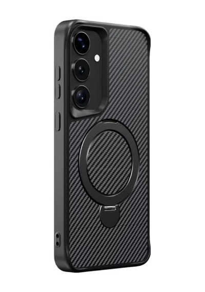 Teleplus Samsung Galaxy  Uyumlu S24 Plus Kılıf Karbon Fiber Magsafeli 360 Dönerli Standlı Alp Kapak