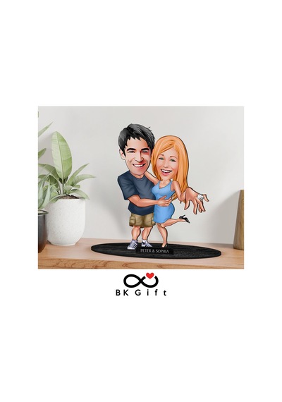 Bk Gift Kişiye Özel Sevgililer Karikatürlü Ahşap Biblo, Sevgililer Günü Hediyesi, Doğum Günü Hediyesi, Yıl Dönümü Hediyesi-14