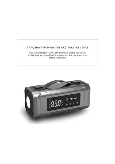 Jump Starter Car Air Pump Akü Takviye Cihazı Lastik Şişirme Pompası Led Işıklı Powerbank