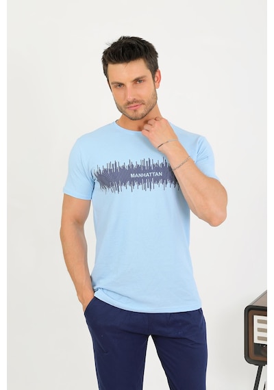 Akbeniz Erkek Pamuk Kısa Kol Pijama Takım Mavi 6875