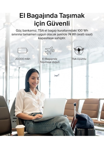 Taşınabilir Şarj Cihazı, 20k Entegre Kablolu Taşınabilir, 30 W Güç İletimli Hızlı Şarj, Usb-c, İphone 17, İpad Pro, Galaxy S25 Serisi Ve Daha Fazlası, Mavi
