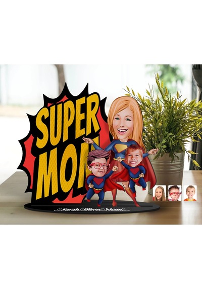 Bk Gift Kişiye Özel Aile Karikatürlü 3d Ahşap Biblo, Anneler Günü Biblo, Ahşap Biblo, Anneye Hediye, Ev Dekoru-3
