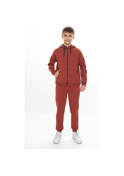 Toontoy Kids Toontoy Erkek Çocuk Kapüşonlu Eşofman Takım Kiremit