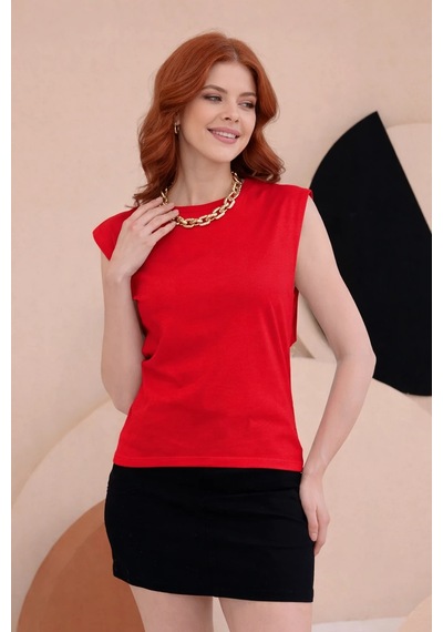 Bbbutikbasic T Kol Penye Bluz Hkn34 Kırmızı