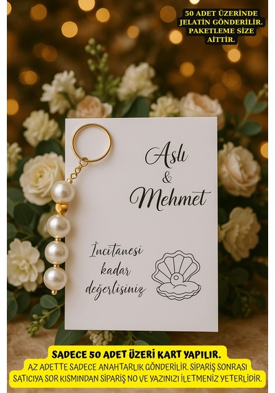 10 Adet İnci Parıltılı Anahtarlık - Kına Hediyesi - Nişan Hediyesi - Hoşgeldin Hediyesi - Bride Çok Renkli