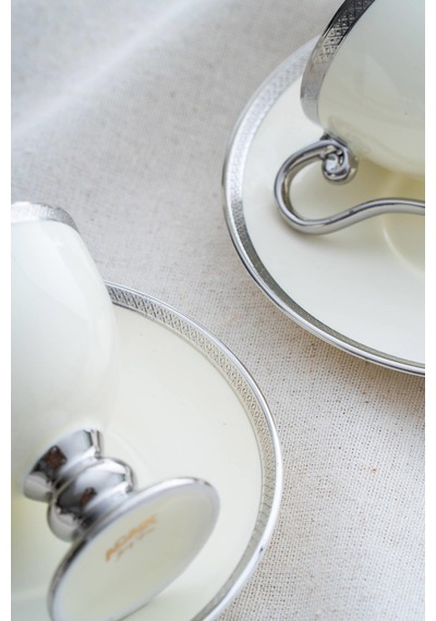 Acar Thelma Kırık Beyaz 6 Kişilik Kahve Fincanı Takımı - 90 Ml Krem