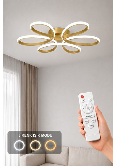 Niva Led Plafonyer Avize 3 Renk Kumandalı Eskitme