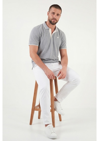 Buratti % 100 Pamuk Düğmeli Regular Fit Erkek Polo Yaka T Shirt 5902118 Gri Melanj