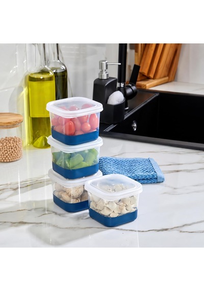 4'lü Set Silikon Tabanlı Dikdörtgen Saklama Kabı 550 Ml, Derin Dondurucu Ve Buzluk Uyumlu Difriz Kabı, Kapaklı Gı Diğer