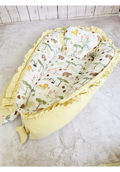 Baby Nest Zoo Fırfırlı Ortopedik Çift Taraflı Bebek Yatağı