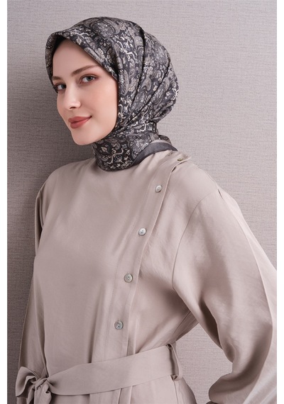 Armine Sura İpek Eşarp 2026-2027 - Sonbahar Kış-asm9609 Gri-taş