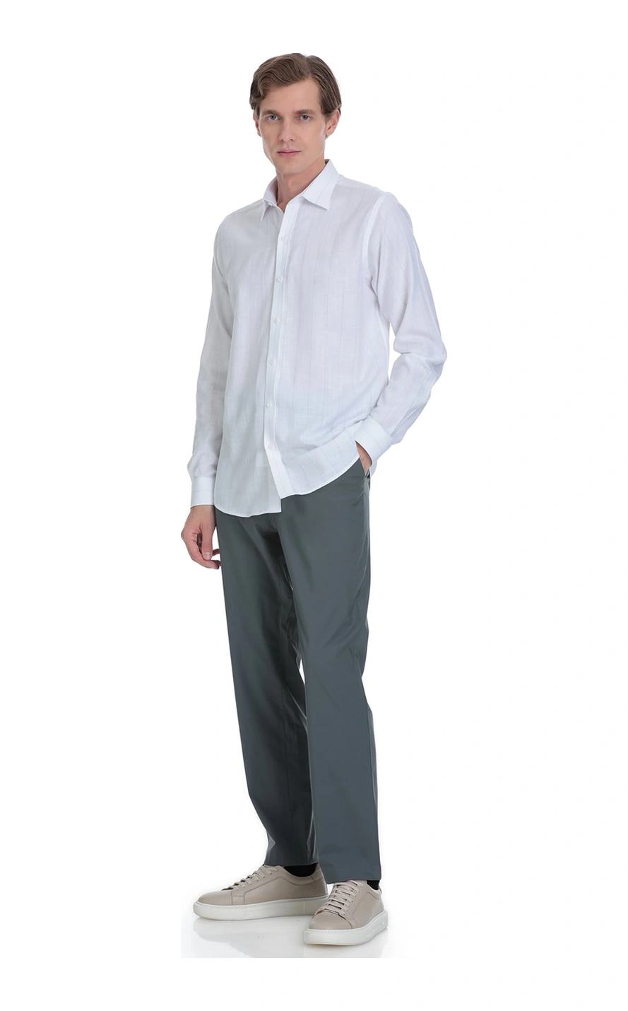 Hatemoğlu Gri Comfort Fit Çizgili Slim Yaka 100% Pamuk Uzun Kollu Spor Gömlek 4112030 Hatemoğlu Gri Comfort Fit Çizgili Slim Yaka 100% Pamuk Uzun Kollu Spor Gömlek 4112030