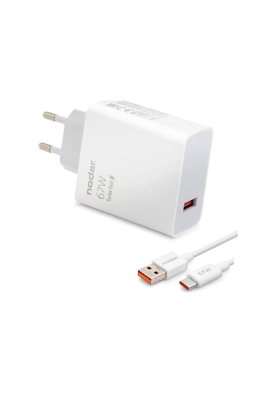 Type-c Hızlı Şarj Seti 67w Usb Adaptörlü 95 Cm Pvc Kablolu Beyaz Nd1008 Evimdeyokyok