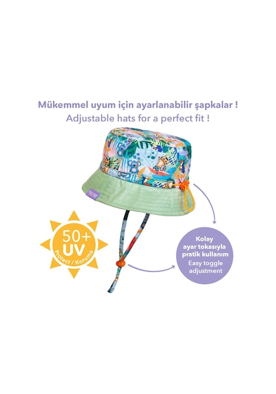 Milk & Moo Jungle Friends Ayarlanabilir Yazlık Bebek Şapkası 0-18 Ay