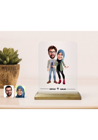 Kişiye Özel Sevgililer Karikatürlü Çerçeve-60