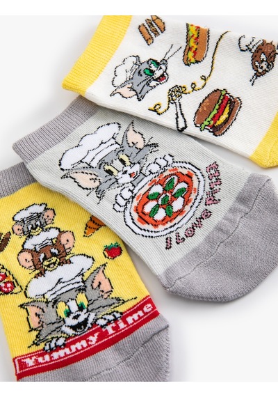 Koton 3'lü Tom Ve Jerry Baskılı Çorap Seti Lisanslı Multıcolor 4skb80086aa Mavi