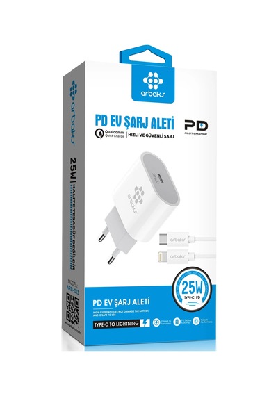 25w Pd Qc3 Type-c To iPhone Uyumlu Şarj Aleti Arbaks Arb-013l