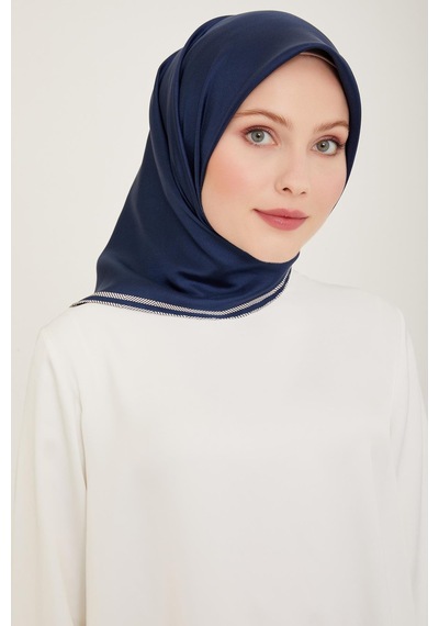Belli Twill İpek Eşarp - 4009-12 Lacivert - Lacivert