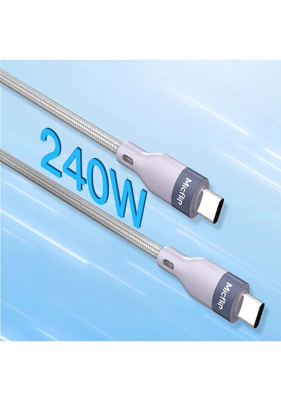Micflip A25 Type-c To Type-c Pd Hızlı Şarj Özellikli Data Ve Şarj Kablosu 240w 2m Gri