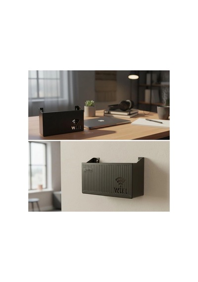 Duvar Tipi Wi-fi Modem Saklama Kutusu Siyah Kablo Düzenleyici Router Raf Organizer Bx40