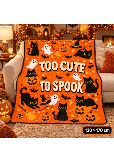 Halloween Too Cute To Spook %100 Polar Tv Battaniyesi 130x170cm Büyük Boy Çok Renkli