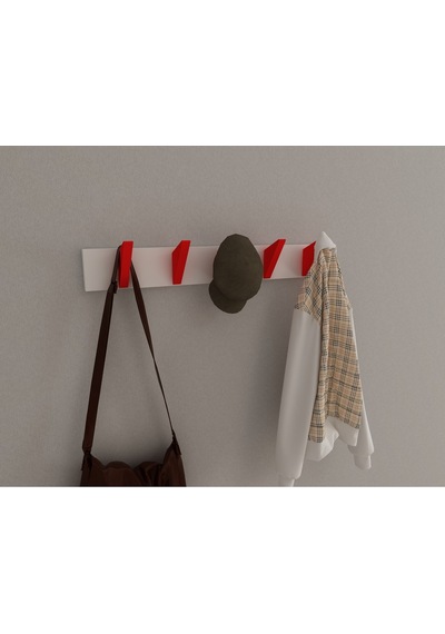 Hepsi3boyutlu Modern Duvar & Kapı Kanca Askılık - 5 Adet Kırmızı Kanca Askılık - Model No : 5 Kırmızı
