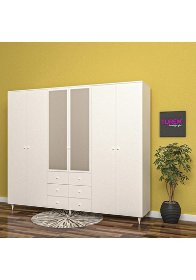 Vision 6 Kapılı 6 Çekmeceli Gardrop Suntalam Siyah