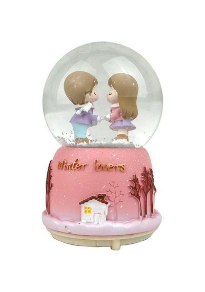 Winter Lovers - Kış Aşıkları Işıklı Ve Müzikli Kar Küresi Pembe