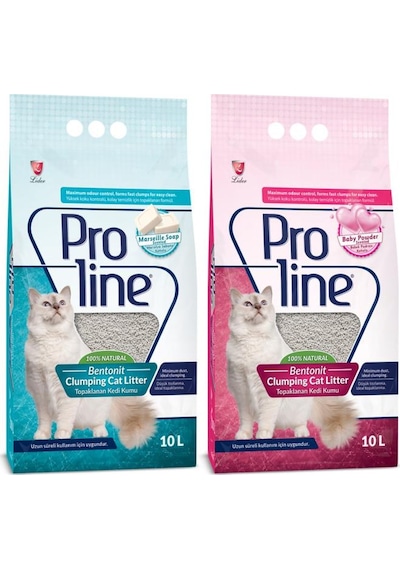 Proline Proline Doğal Topaklanan Baby Powder Ve Marsilya Sabunlu Kedi Kumu 10 Lt 2 Adet